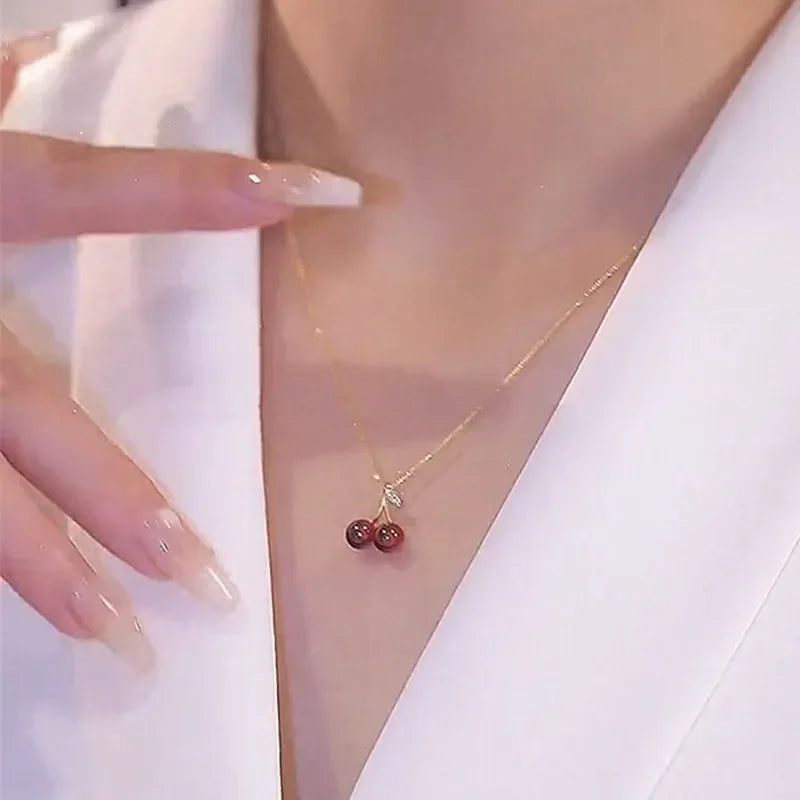 wine red cherry pendant