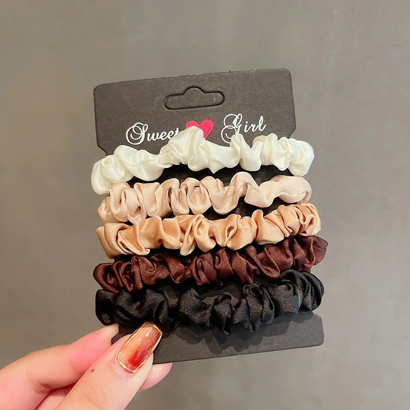 Advanced and Elegant, Minimalist Simulation Silk Hair Loop, Versatile, High-end Tie Hair Rope, High Ponytail Leather Band.