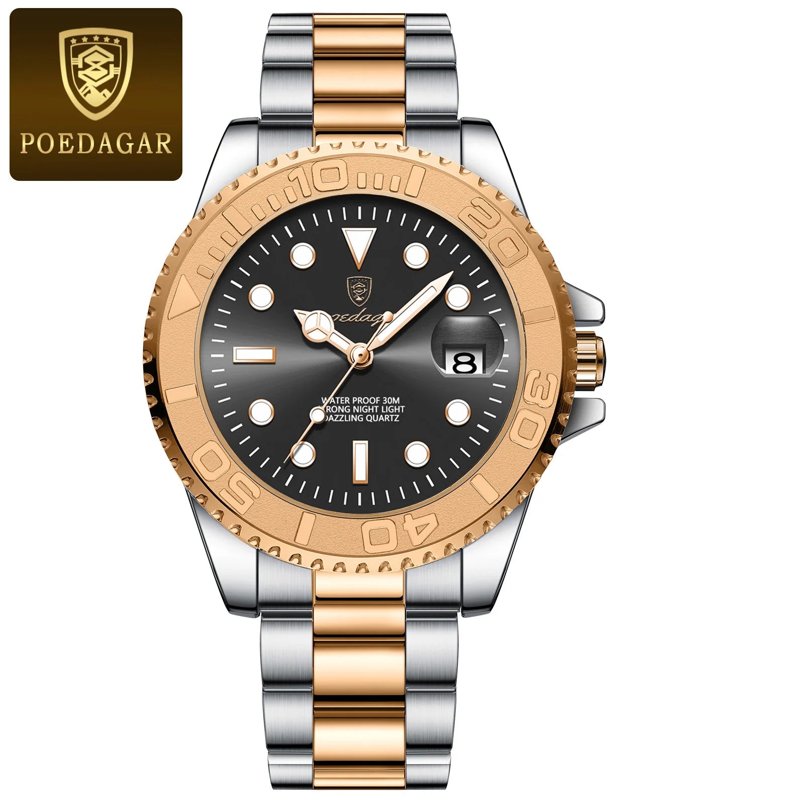 POEDAGAR Luxury Men Watch Business Quartz Man Clock Sports Waterproof Luminous Date Stainless Steel Men's Watches Male Reloj+box
