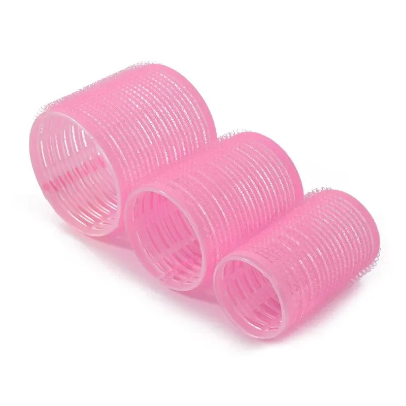 Hot Selling 9Pcs Pink Nylon Plastic Hair Rollers Set DIY Hairdressing Tools 3Sizes No Heat Self Grip Hair Roller Curlers
