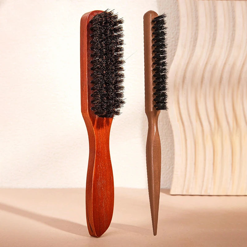 1/2pcs Premium Bristle Hairbrush with Wooden Handle-Reduces Frizz and Static- Scalp Massage Bristle Brush Set for All Hair Types