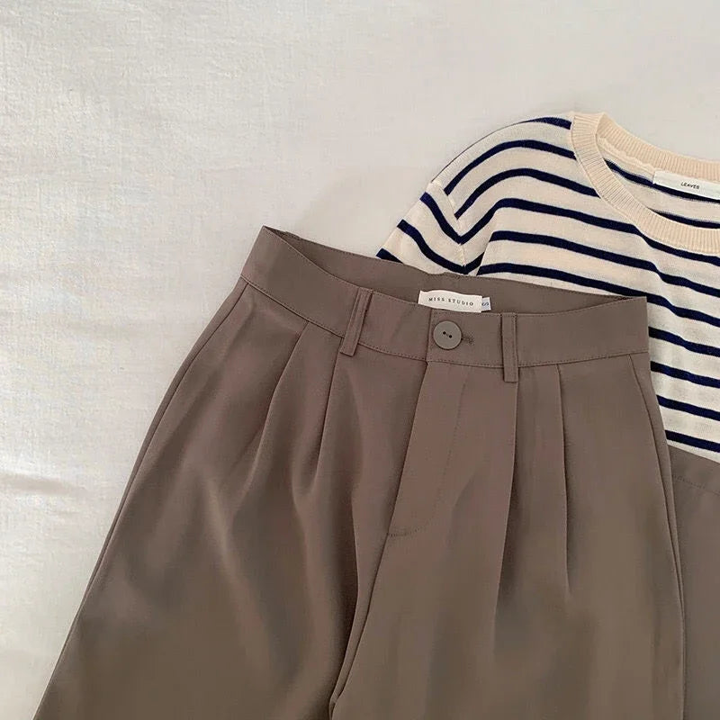 high waist casual trousers