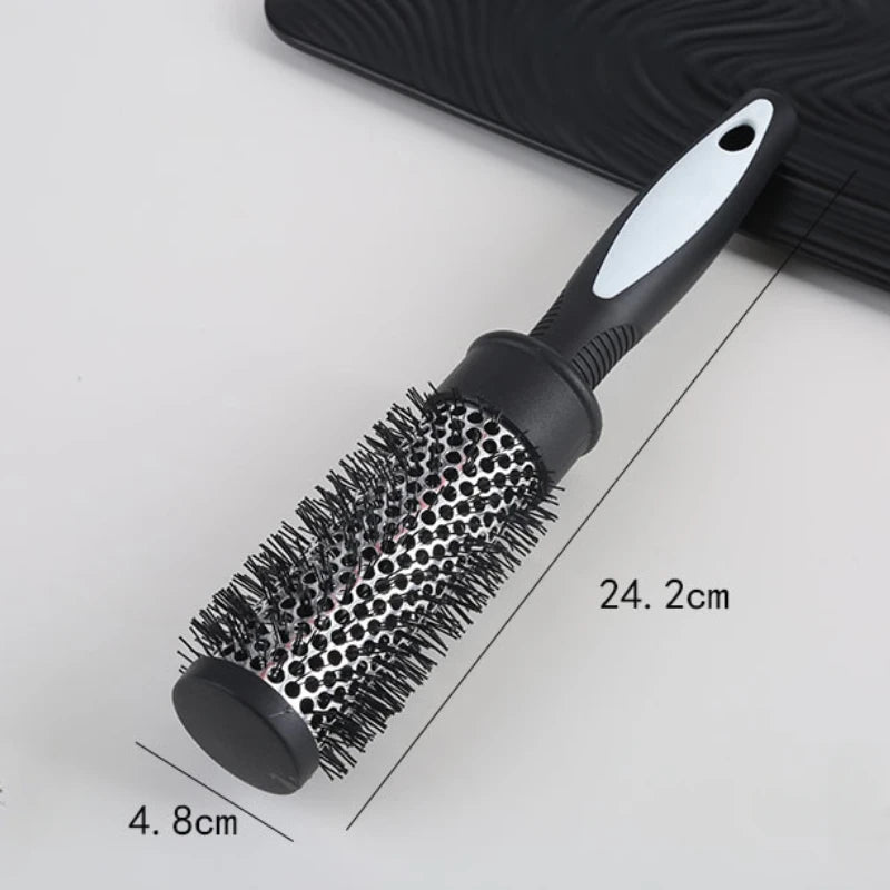 Hair Styling Hair Brush Nylon Comb Cylinder Curly Hair Rolling Comb Thermal Aluminum Tube Round Barrel Hair Comb Curly Tool
