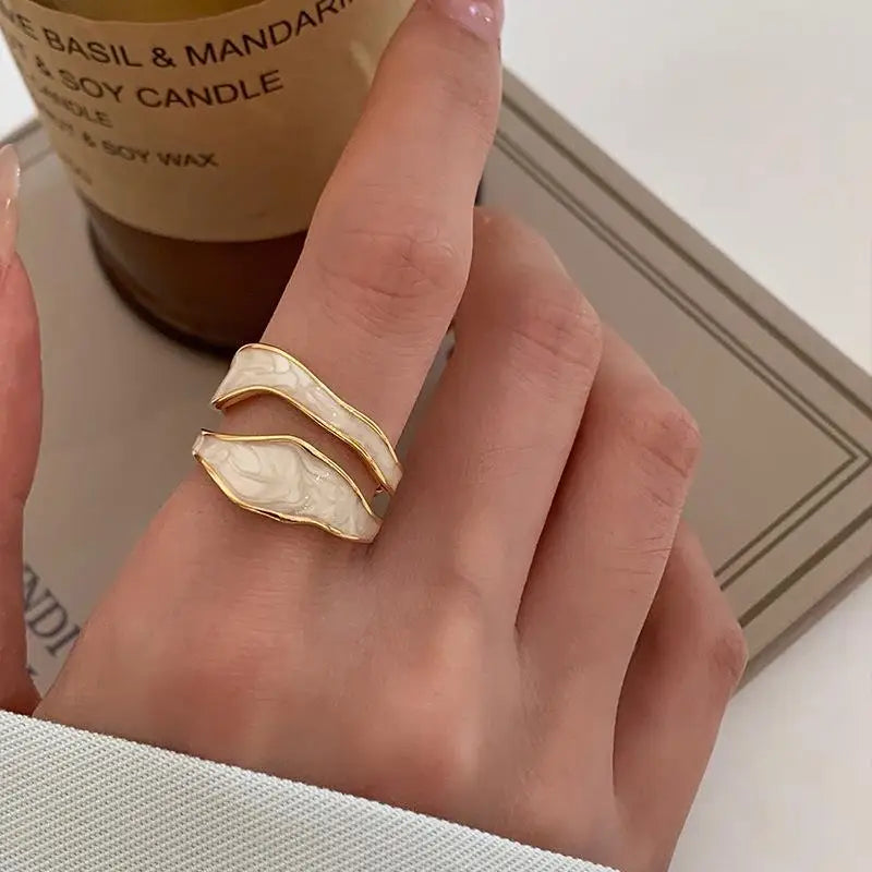 Enamel metal vintage 1pc adjustable ring