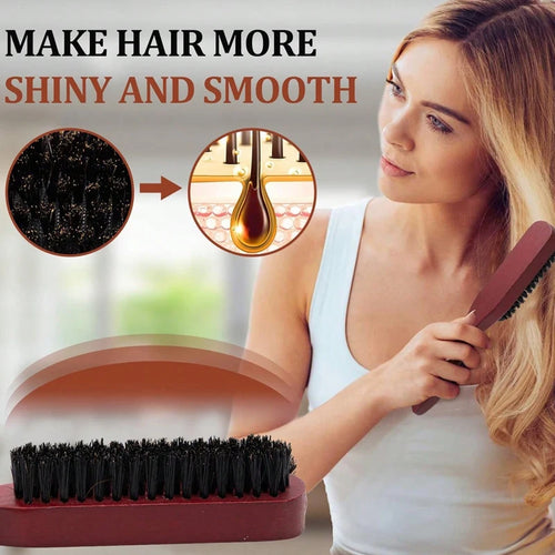1/2pcs Premium Bristle Hairbrush with Wooden Handle-Reduces Frizz and Static- Scalp Massage Bristle Brush Set for All Hair Types