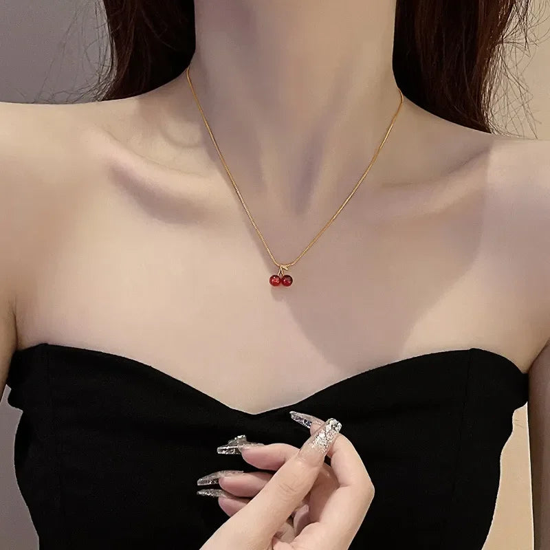 wine red cherry pendant