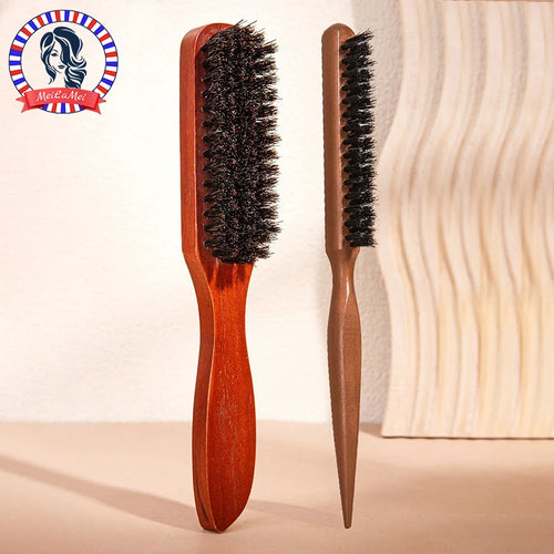1/2pcs Premium Bristle Hairbrush with Wooden Handle-Reduces Frizz and Static- Scalp Massage Bristle Brush Set for All Hair Types
