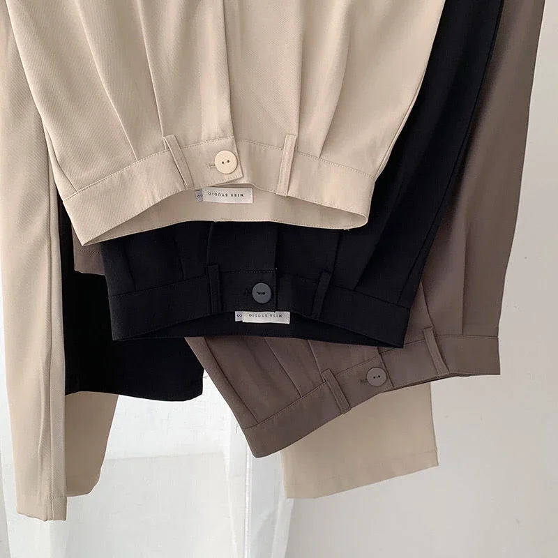 high waist casual trousers