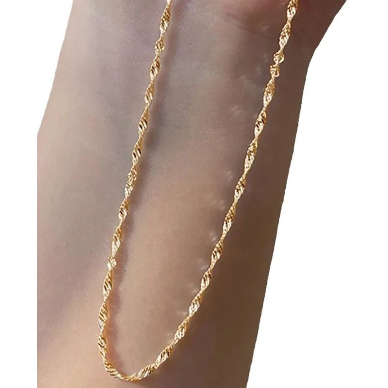 Exquisite Gold Plated Stainless Steel Thin Chain Necklace for Women Simple Style Clavicle Chain Female Jewelry